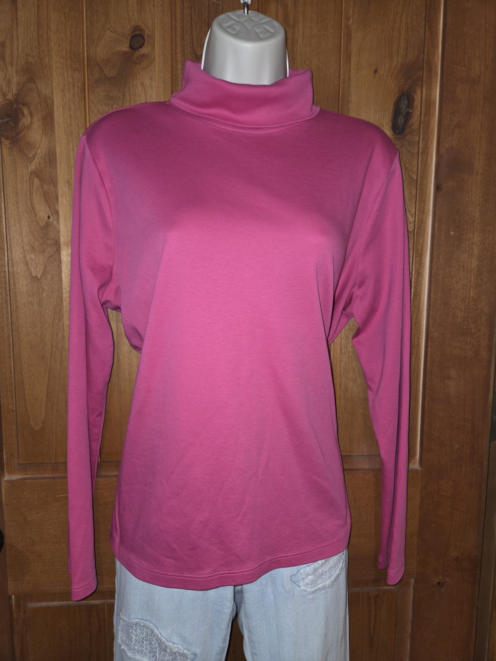 L.L. Bean Women's Bright Pink Long-Sleeve Turtleneck
